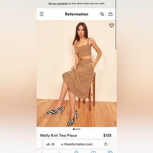 NWT The Reformation, Molly Knit Two Piece Set, Black, XS